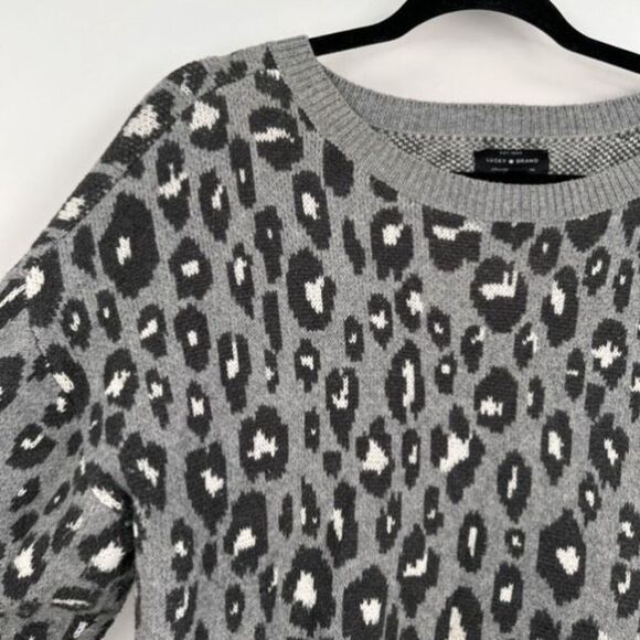Lucky Brand Leopard Cheetah Print Gray Pullover Sweater Size 1X - Picture 4 of 11